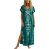 YouKD Costume da bagno estivo in cotone floreale lungo kaftano bohemien kimono da spiaggia coprire maxi abito per le donne