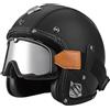 NIKANXIA Casco Jet Moto Vintage in Pelle con Occhiali Integrati, Omologato ECE & DOT, Fibbia a Sgancio Rapido, Modello Unisex Uomo Donna per Scooter e Ciclomotore