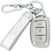 SparkleJoy Cover Chiave Auto TPU con Portachiavi Pelle Compatibile con Hyundai i20 i30 i40 ix25 ix30 ix45 Santa Fe Ioniq Sonata Kona Tucson Elantra Solaris Accent,Custodia Chiavi - Smart Key