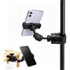 ZMDMAH Supporto Telefono con Morsetto, Rotazione 360°, per Asta Microfono e Bici | Supporto telefono 360° con morsetto per tubi da 15-45 mm, smartphone fino a 6,5 pollici, asta microfono, bici e passeggino