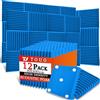 TOUO Pannelli acustici 12 pezzi 30×30×5 cm Blu in schiuma piramidale ad alta densità Fonoassorbenti per pareti e soffitti Studio Ufficio Gaming