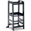 hauck Torre Apprendimento in Legno 1 Anno a 40 kg, Learn N Explore Black | Pedana regolabile in 3 altezze da 45 a 33 cm, torretta Montessori in faggio con protezione anticaduta, portata fino a 40 kg