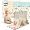 COSYLAND Tappeto Gioco Bambini Pieghevole 200x180x1cm Bear & City Cars | Morbido e impermeabile, reversibile Animal & Forest: tappeto gioco neonato per cameretta, gioco a terra e primi movimenti