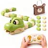 Gienslru Gioco a serpente con telecomando, ricaricabile, per bambini, 2 giocatori, serpenti magnetici e scale, giochi da tavolo Sna-ke Frenzy con luci e suoni, senza schermo, verde B