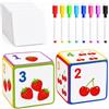 HOVCEH 2 Pezzi Dadi con Tasca Trasparente 10x10x10 cm con 50 Schede e 8 Pennarelli | Cubi Grandi in Schiuma con Tasca, Cubi in Morbida Schiuma per Asilo, Scuola Materna, Apprendimento Precoce