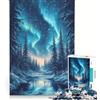 JIANGENNF Puzzle da 1000 pezzi per adulti, Aurora Boreale, Foresta, Giocattolo antistress, Regalo di compleanno, compleanno e altro 38x26cm