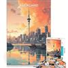 JIANGENNF Puzzle per ragazzi da 1000 pezzi con il panorama di Auckland al tramonto, gioco educativo, antistress, ottimo regalo per gli appassionati di videogiochi, 50x75cm