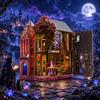GATTLELIC Kit Book Nook per libreria - Castello magico della guglia arcana, puzzle in legno 3D, casa delle bambole in miniatura fai da te con luci LED, decorazione per scaffale di libri fantasy, regalo creativo