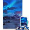 JIANGENNF Puzzle da 1000 pezzi per adulti, Aurora Boreale Islanda, gioco rompicapo, taglio di precisione, collezione d'artista, belle arti 38x52cm