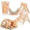 Goodevas Montessori 5 in 1 - Set da Arrampicata in Legno per Interni, con Cuscino Verde e Scivolo per Bambini, Parco Giochi da 1 a 3 Anni, Beige