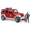 Bruder 02528 - Jeep Wrangler Unlimited Rubicon Veicolo dei Vigili del Fuoco | Con pompiere, modulo luci e suoni, veicolo di emergenza, autopompa, scala 1:16