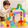 Umikk Click Rail Electric Train Set, 88 pezzi Magic Rail Track (88 pezzi) | Cube Track flessibile fai da te con guida antigravitazione, giocattolo educativo STEM per ragazzi e ragazze dai 3 anni in su