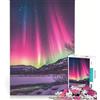 JIANGENNF Puzzle da 1000 pezzi per adulti con paesaggio aurora boreale, gioco divertente, interazione genitore-figlio, con poster e foglio di curiosità abbinati, 50x75cm
