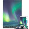 JIANGENNF Puzzle per adulti da 1000 pezzi, Aurora Boreale Islanda, giochi rilassanti, difficoltà elevata, con poster abbinato e foglio di curiosità, 50x75cm