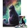JIANGENNF Puzzle da 1000 pezzi per adulti con gatto e aurora boreale, giocattolo educativo, interazione genitore-figlio, ideale come regalo per tutta la famiglia, 50x75cm
