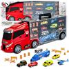 CELMAN Furgone con mini auto, camion giocattolo per la conservazione, con 7 veicoli e accessori, con rampa di lancio, sicuro per bambini dai 3 anni in su, OPT-37