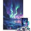 JIANGENNF Puzzle da 1000 pezzi per adulti con paesaggio aurora boreale, gioco per famiglie, gara di velocità manuale, adatto come decorazione da scrivania 50x75cm