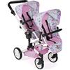 Bayer Chic 2000 Linus Duo Passeggino per bambole pieghevole, rosa | Passeggino gemellare per 2 bambole fino a 50 cm. Manico regolabile in altezza (50-82 cm), pieghevole. Motivo: fiori rosa. Età