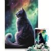 JIANGENNF Puzzle da 1000 pezzi per adulti, raffigurante un gatto con l'aurora boreale, gioco pratico, decorazione per la casa, collezione d'artista, belle arti, 38x52cm