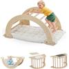 LEADZM Arco da arrampicata 5 in 1 per bambini, sedia a dondolo con cuscino e tavolo sensoriale, giocattolo da arrampicata Montessori con ripiano pieghevole e lavagna, centro di gioco per bambini