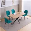 JZGORC 5 Set Tavolo e Sedie Sala da Pranzo 140cm, Chiaro + Blu lago | Tessuto in lino, MDF, struttura in metallo, impiallacciatura in legno naturale, stile scandinavo, per pranzo,Chiaro Tavolo