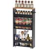 Ginhow carrello portaoggetti nero con ruote stretto cucina 40x14x80cm | Tre livelli aperti tengono bottiglie scorte spezie e accessori ben ordinati e sempre facili da raggiungere ogni giorno