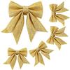 JSRHEEM 5 Pezzi di Fiocco di Natale, Grande/Piccolo Diverse Dimensioni Fiocchi Natalizi Glitterati, per Regali di Natale, Confezionamento di Forniture Artigianali, Decorazioni per Regali(Oro)