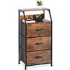 Relaxdays Cassettiera in Stile Industriale, Mobiletto con 3 Cassetti, 2 Ripiani, da Ingresso, 92x45x30 cm, Marrone Nero