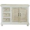 Loberon Nevellique Mobile Basso - Legno di Mango "Whitewash" - Ante a Listelli con Serratura Extra, Bianco Antico/Marrone Antico