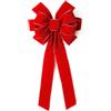 Lguaquanx Fiocchi Rossi Albero di Natale, 60 cm x 26 cm Fiocco Grande Albero di Natale Decorazioni Natalizie, Velluto Fiocchi Riutilizzabile per Confezioni Regalo, Decorazioni Albero di Natale
