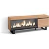 Skraut Home | Mobile TV Soggiorno | Ampio spazio a disposizione | 160 | Per TV fino a 65 | Camino elettrico XXL | Design industriale | Stile moderno | Rovere