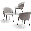 PAZZO DESIGN Sedia Lea, Set da 2, Beige, Tessuto Bouclé, Gambe in Metallo Nero, 56x59x75 cm - id_2340