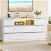 Hzuaneri Cassettiera con 7 Cassetti, Cassettiera con LED e Presa Multipla | Cassettiera camera da letto con 3 Scomparti Aperti, Camera da Letto, Soggiorno, Corridoio 40 x 140 x 75 cm, Bianco DC37003WEU