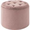 CLP Pouf rotondo con contenitore Pantin, poggiapiedi imbottito in velluto, stile Chesterfield per soggiorno e camera | Colore rosa