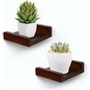 FURAOMEILI Piccoli scaffali da parete, mini mensole sospese con bordo, set da 2 scaffali per cornici per piante, decorazione per soggiorno, cucina, camera da letto, legno, 13 cm, noce