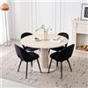 HJhomeheart Set Tavolo e Sedie da Pranzo: Tavolo Rotondo (Diametro 115 cm) e 4 Sedie da Pranzo in Velluto Olandese, Adatte per Sala da Pranzo, Cucina e Soggiorno (Beige + Nero)