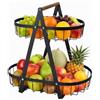 GSHUR Portafrutta a 2 ripiani, cesto per frutta in metallo, per frutta e verdura, supporto staccabile per contenere frutta, verdura, uova, snack (nero)