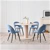 HJhomeheart Set Tavolo e Sedie da Pranzo, Tavolo Rotondo da 115 cm e 4 Sedie in Tessuto, Adatto a Sala da Pranzo, Cucina e Soggiorno (Beige + Blu)