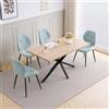 JZGORC 5 Set Tavolo e Sedie Sala da Pranzo 140cm, Chiaro + Blu menta | Tessuto in lino, MDF, struttura in metallo, impiallacciatura in legno naturale, stile scandinavo, per pranzo,Chiaro Tavolo