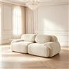VILUXE Divano a 2 posti, senza cornice, beige | Divano modulare con sgabello, tessuto a coste in schiuma 32D, per soggiorno, camera da letto, home theater, famiglie e ospiti