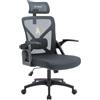 Symino Sedia da Ufficio Ergonomica in Maglia Traspirante - Appoggiatesta Regolabile, Braccioli Girevoli, Supporto Lombare, Funzione Oscillante 107°, Capacità 150 kg, Grigio