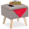 Relaxdays Pouf con vano portaoggetti, in ecopelle, grigio | HLP: 40 x 40 x 40 cm, con coperchio, pouf imbottito
