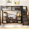 Wiuzo Letto a soppalco da 140 x 200 cm, con supporto TV, presa e scala di sicurezza, stabile combinazione di metallo e legno, moderno e salvaspazio, letto a castello per bambini con pratico spazio