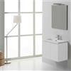 Kiamami Valentina Mobile Bagno Sospeso 60 Cm Bianco Foresta Manhattan | Base con lavabo in marmo ricomposto, specchio con lampada led, ante ammortizzate, L 60 x P 39 x H 50 cm