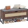 SOARS Panca Contenitore 71 L Imbottita in Rattan, Marrone Rustico | Cassapanca da Interno con Seduta, per Ingresso, Corridoio, Camera da Letto e Soggiorno, Carico 200 kg, 100 x 35 x 44 cm