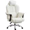 Dowinx Ampio Sedia Gaming,Ergonomica Ufficio,Bianco | Portata massima 230 kg,cuscino della seduta 55 cm,schienale reclinabile da 90° a 135°,ideale per casa,ufficio e videogiochi