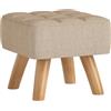 HOMCOM Pouf Poggiapiedi in Tessuto Effetto Lino, 27x27x26 cm, Marrone | Ottomano Sgabello Poggiapiedi Imbottito, Gambe in Legno di Caucciù, Portata Fino a 110 kg, per Soggiorno e Camera da Letto