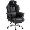 Dowinx Ampio Sedia Gaming,Ergonomica Ufficio,Nero | Portata massima 230 kg,cuscino della seduta 55 cm,schienale reclinabile da 90° a 135°,ideale per casa,ufficio e videogiochi