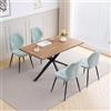 JZGORC 5 Set Tavolo e Sedie Sala da Pranzo 140cm, Scuro + Blu menta | Tessuto in lino, MDF, struttura in metallo, impiallacciatura in legno naturale, stile scandinavo, per pranzo,Scuro Tavolo