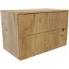 Parama Mobile bagno sospeso 80cm due cassetti rovere chiaro cannettato con top | Tigua